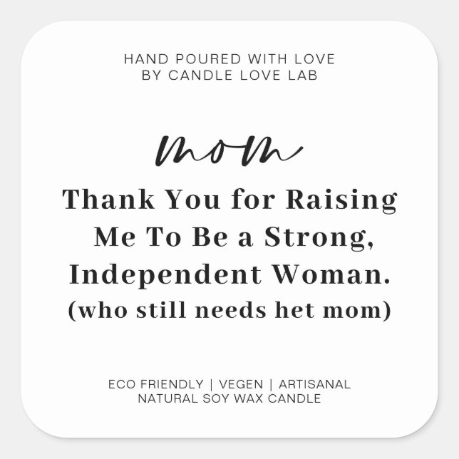 FUNNY MOTHER'S DAY | Mum Candle  Square Sticker (Front)