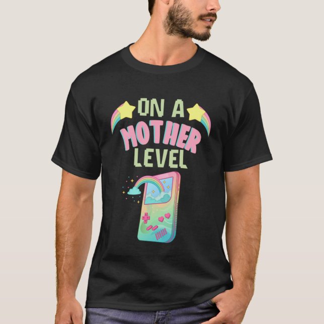 Funny Mothers Day On A Mother Level Retro Games Co T-Shirt (Front)