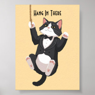 Funny motivational hang in there cat poster