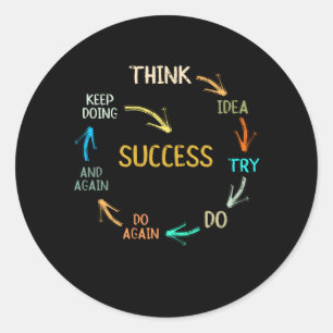 Funny motivational inspirational success cycle classic round sticker