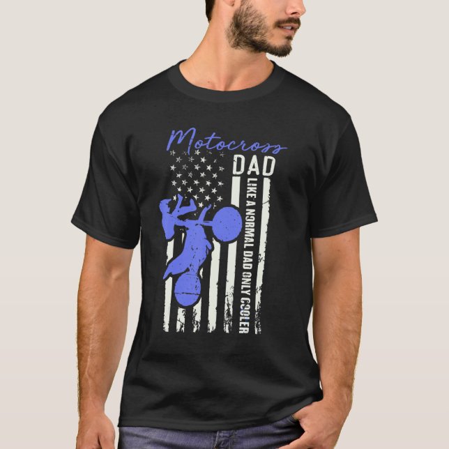 Funny Motocross Dad American Us Flag Cooler Dirt B T-Shirt (Front)