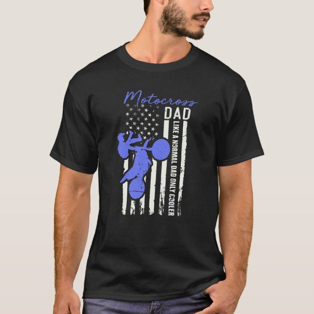 Funny Motocross Dad American Us Flag Cooler Dirt B T-Shirt (Front)