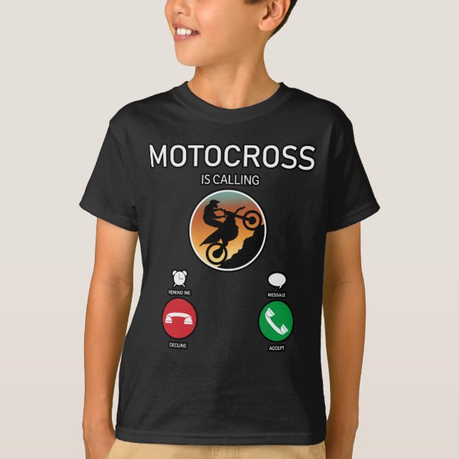 Funny Motocross Phone Call Interface T-Shirt (Front)