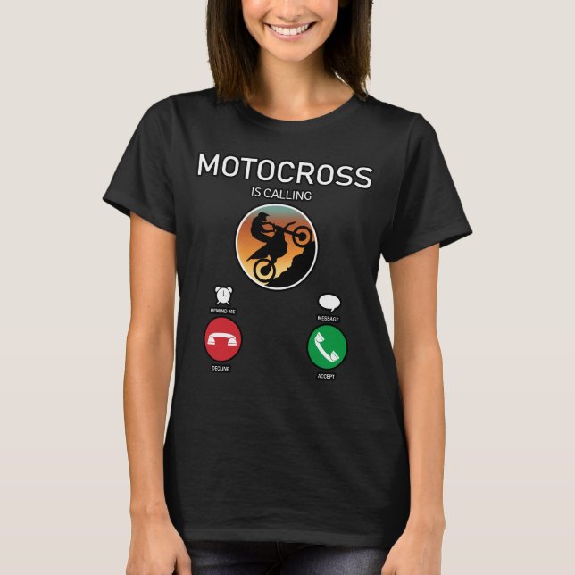 Funny Motocross Phone Call Interface T-Shirt (Front)