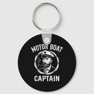 Funny Motor Boat Captain Pontoon Boating Motor Boa Key Ring