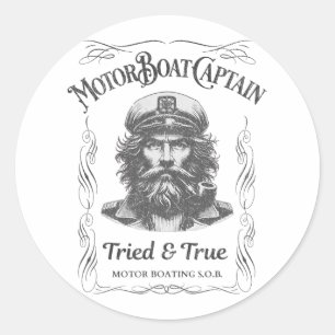 Funny Motor Boat Captain Pontoon Lake Boating Moto Classic Round Sticker