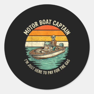 Funny motor boat captain skeleton lake life graphi classic round sticker