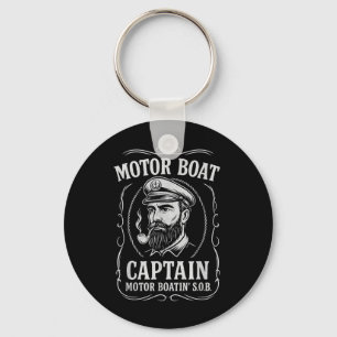 Funny Motor Boat Captain – Vintage Nautical Sailin Key Ring