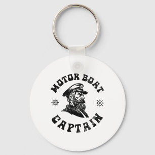 Funny Motor Boating Vintage Motor Boat Captain Key Ring