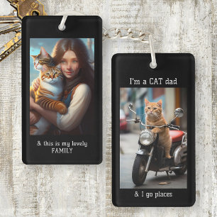Funny Motor Cat Dad Photo Key Ring