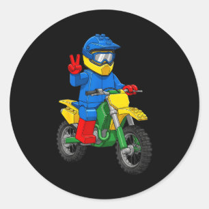 Funny Motorbike Builder Boys Block Building Toys D Classic Round Sticker