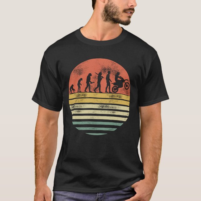 Funny Motorcross Evolution Retro Gift Dirt Biker T-Shirt (Front)