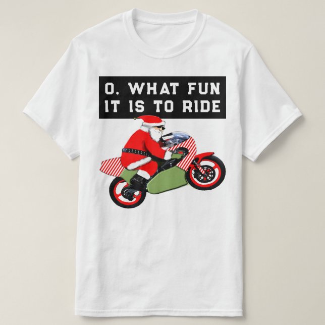 Funny Motorcycle Christmas T-Shirt (Design Front)