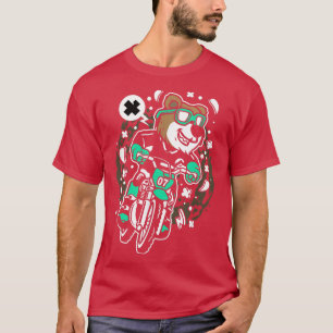 FUNNY MOTORCYCLE SHIRT, BEAR, BIKE SUN GLASSES, FE T-Shirt