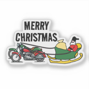 Funny Motorcycles Pulling Santa Sleigh Christmas