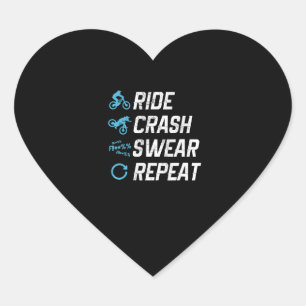 funny mountain bike ride crash swear repeat heart sticker