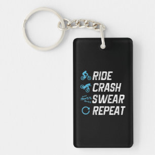 funny mountain bike ride crash swear repeat key ring