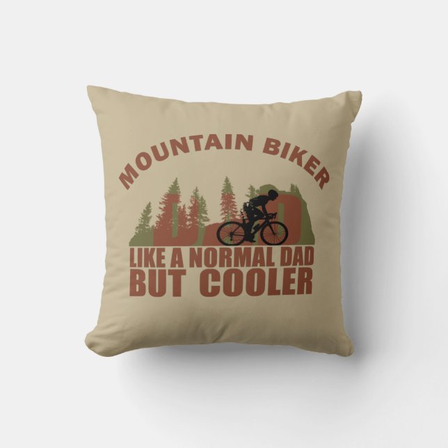 Funny Mountain Biking Dad Cushion (Front)