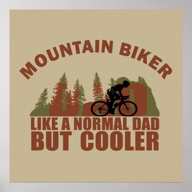 Funny Mountain Biking Dad Poster (Front)