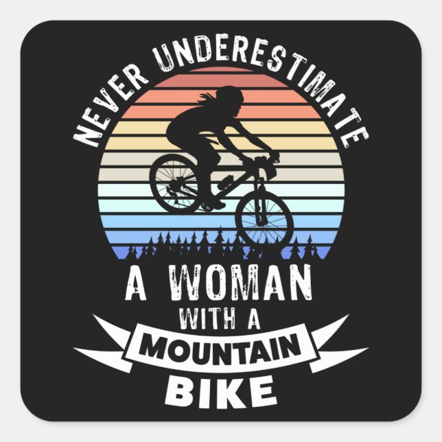 Funny Mountain Biking MTB Gift for Women Square Sticker (Front)