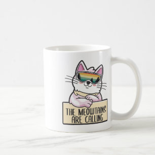 Funny Mountain Snowboarding Skiing Gift For Cat Lo Coffee Mug
