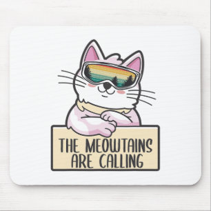 Funny Mountain Snowboarding Skiing Gift For Cat Lo Mouse Mat