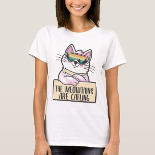 Funny Mountain Snowboarding Skiing Gift For Cat Lo T-Shirt