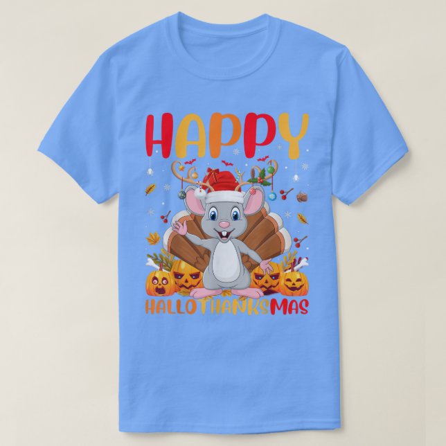 Funny Mouse Animal Lover Happy Mouse HelloThanksMa T-Shirt (Design Front)
