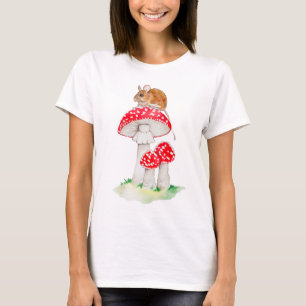 Funny mouse on a fly agaric, watercolor T-Shirt