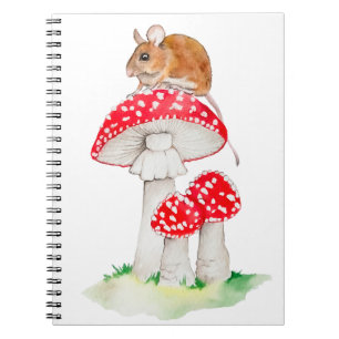 Funny mouse on a fly agaric, watercolor T-Shirt Notebook