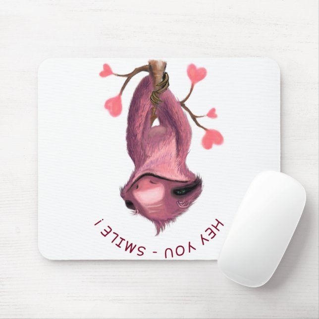 Funny Mouse Pad with Playful Sloth - Smile (With Mouse)