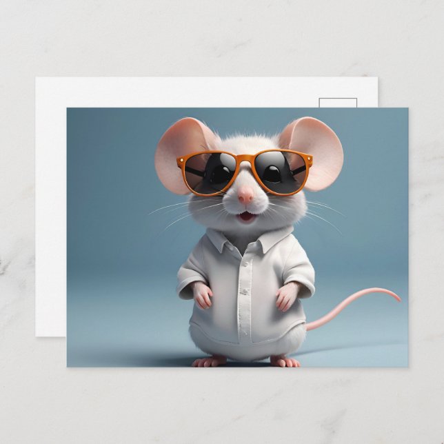 Funny mouse with glasses postcard (Front/Back)
