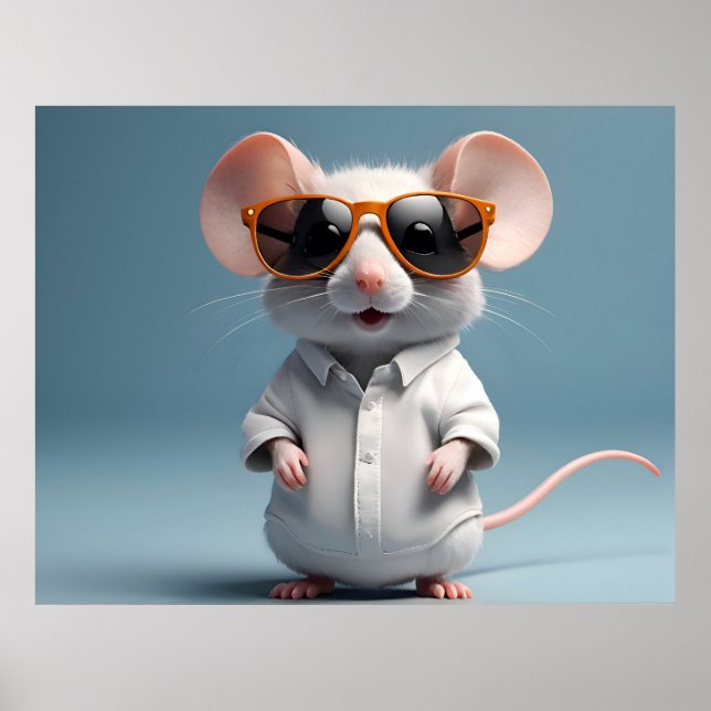 Funny mouse with glasses poster (Front)