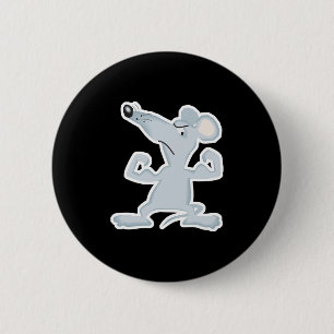 funny mouse with muscles 6 cm round badge