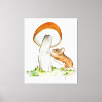 Funny mouse with wild mushroom