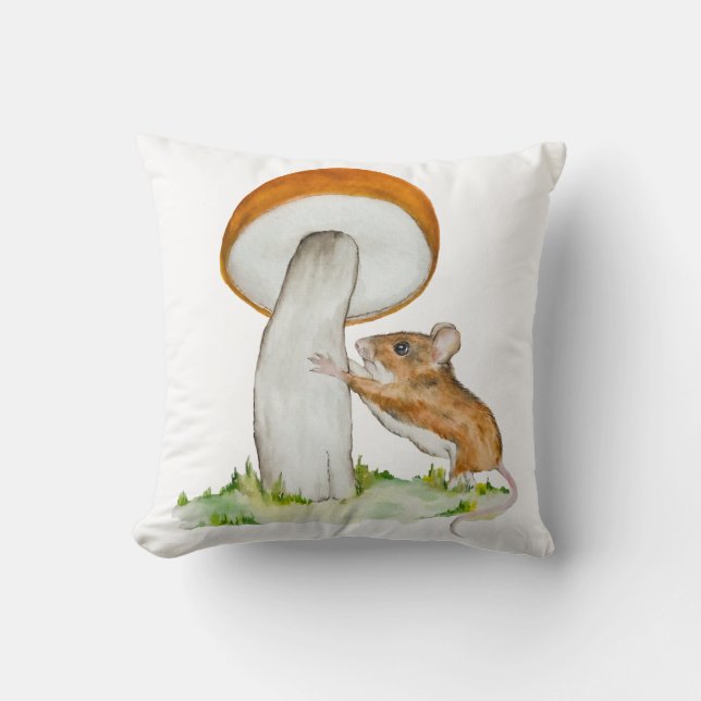 Funny mouse with wild mushroom cushion (Front)