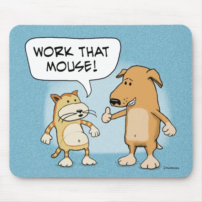 Funny mousepad: Cartoon Cat and Dog Mouse Mat (Front)
