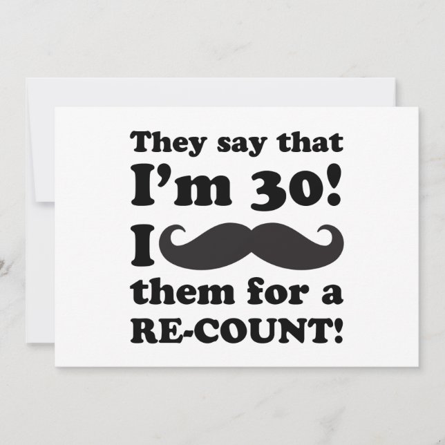 Funny Moustache 30th Birthday Card (Front)