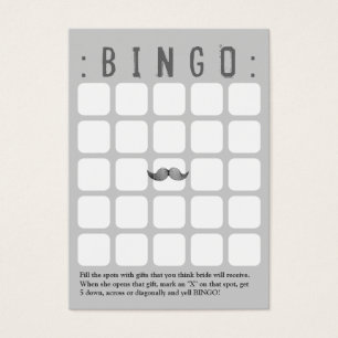 Funny Moustache 5x5 Grey Bingo Card
