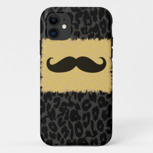 Funny Moustache and Leopard Print iPhone 11 Case