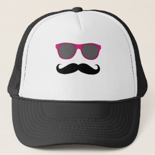 Funny Moustache and Pink Sunglasses Humour Trucker Hat