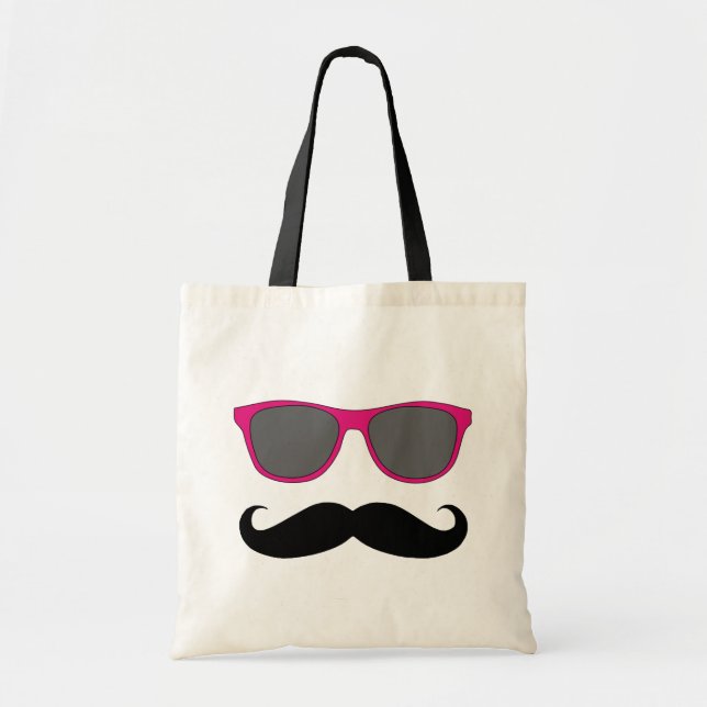 Funny Moustache and Sunglasses Humour Tote Bag (Front)