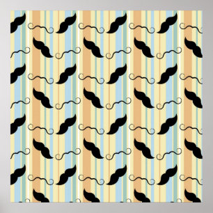 Funny Moustache Background Poster