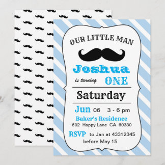 Funny Moustache Birthday Invitation