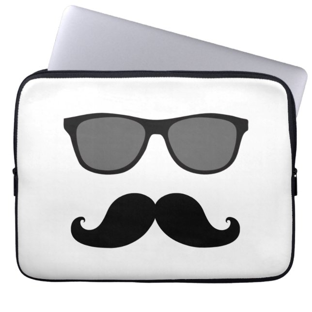 Funny Moustache, Black Sunglasses Laptop Sleeve (Front)