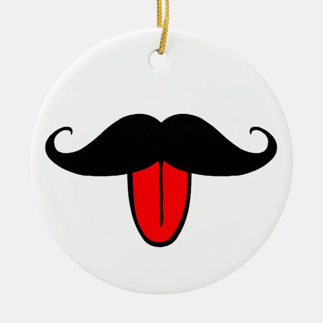 Funny moustache ceramic tree decoration (Front)