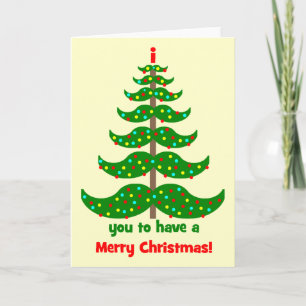 funny moustache Christmas Holiday Card