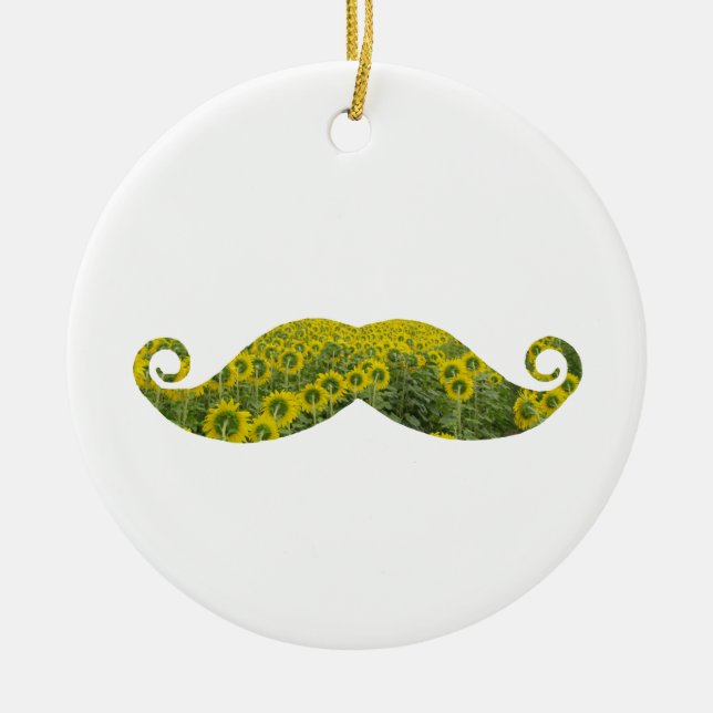 Funny Moustache Circle Ornament (Front)