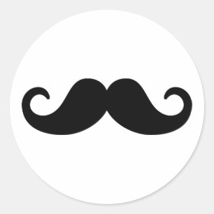 Funny Moustache Classic Round Sticker