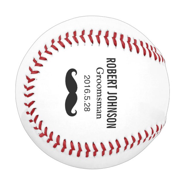 Funny Moustache Custom Groomsman Best man Wedding Baseball (Front Left)